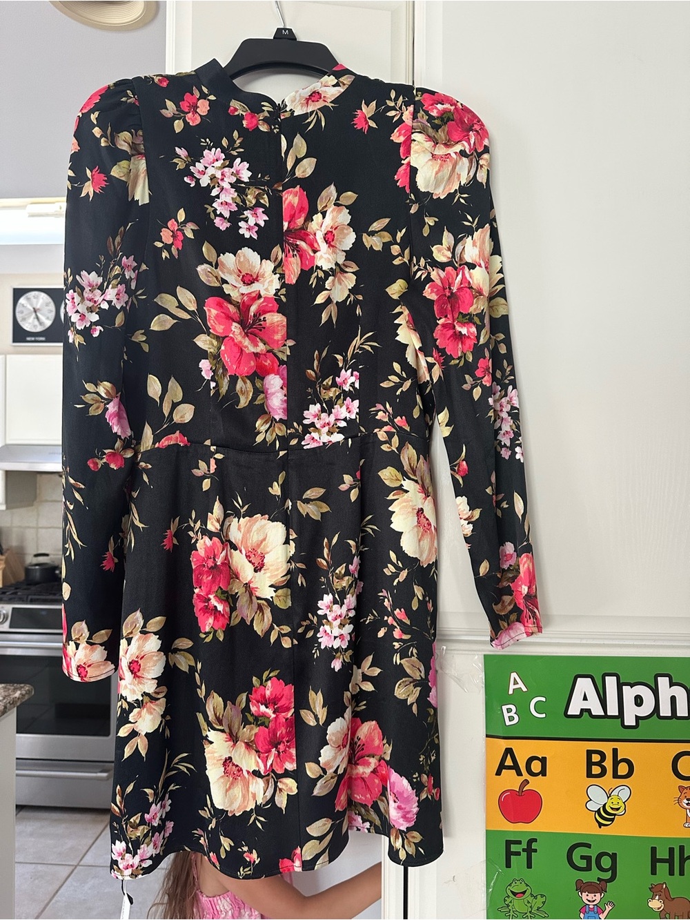 Yumi Kim Black Floral Dress with Pink and Yellow Blossoms